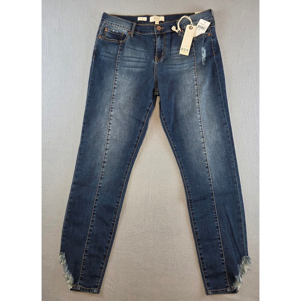 NEW Band of Gypsies BOG Lola Skinny Ankle Jeans Front Seam Asymmetrical Hem 32